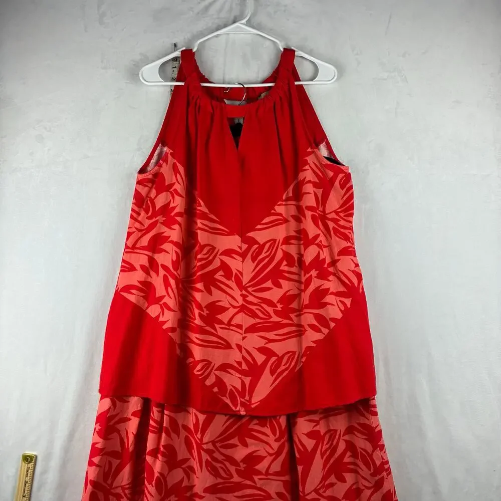 Appraisal 2 Piece Tank Skirt Outfit Linen Blend Women’s XL Tropical Vacation Red